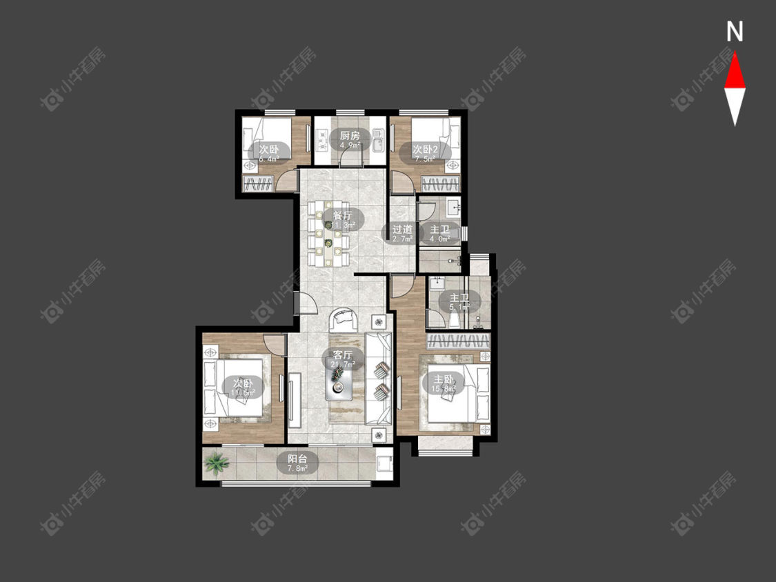 常州龙城金茂府西区在售二手房房源户型图_小牛看房