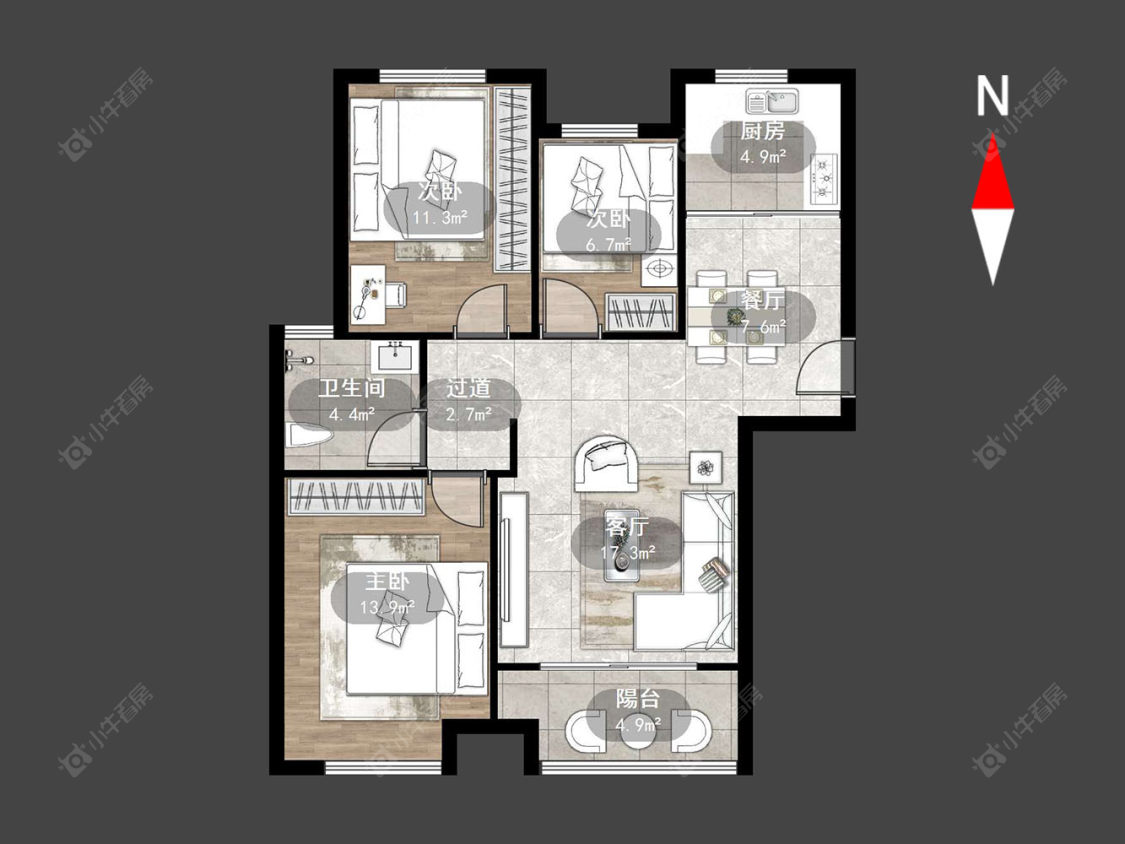 常州新城香溢澜桥一期在售二手房源户型图_小牛看房