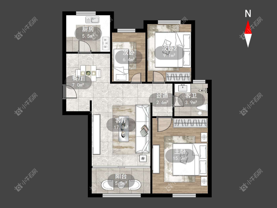 常州公园壹号四期在租房源户型图_小牛看房