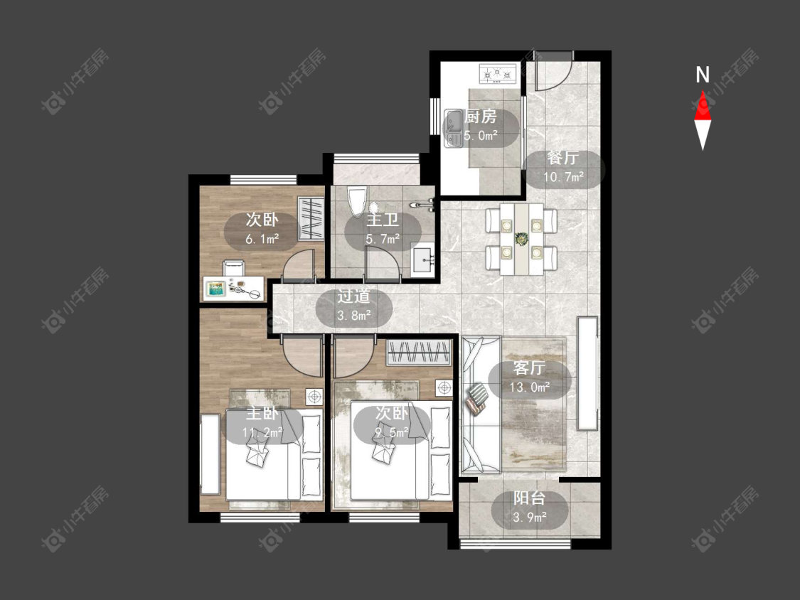 常州万达光语未来一期在售二手房源户型图_小牛看房