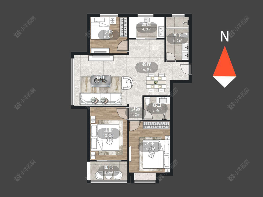 常州梧桐苑东区在售二手房源户型图_小牛看房