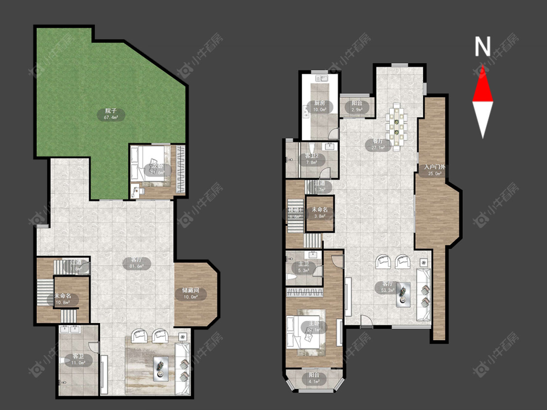 常州美林湖花园一区别墅在售二手房源户型图_小牛看房