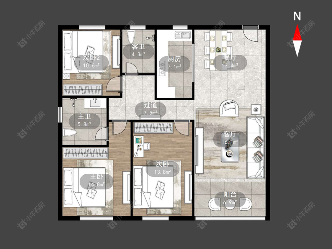 常州新庄花苑在售二手房源户型图_小牛看房