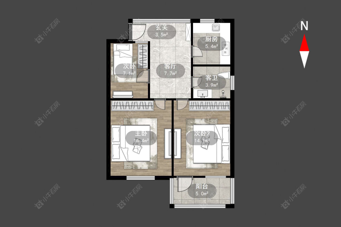 常州北建新村在售二手房源户型图_小牛看房