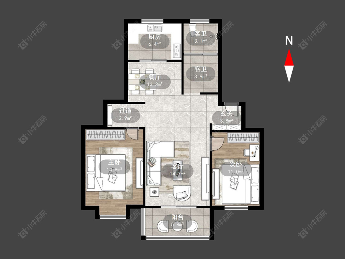 常州晋陵北苑在售二手房源户型图_小牛看房