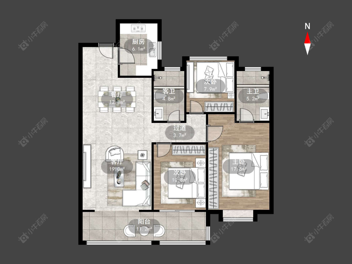 常州中景华府在售二手房源户型图_小牛看房