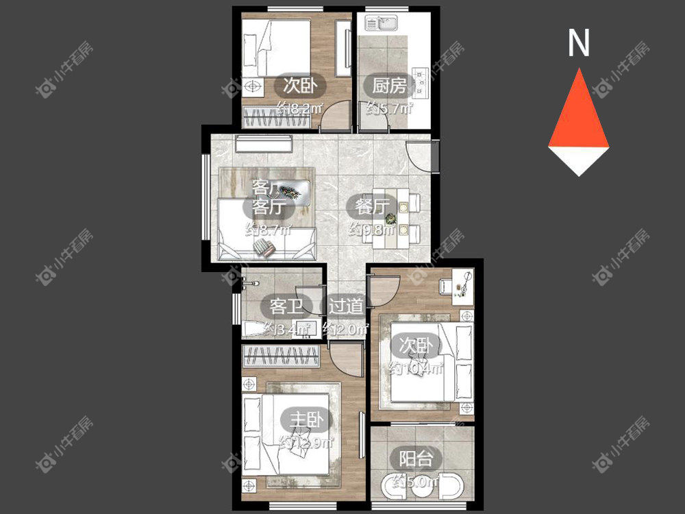 聚盛花园房源户型图 常州聚盛花园在租房源户型图_小牛看房