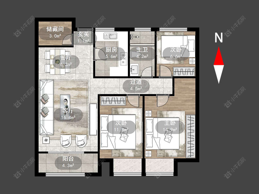 常州万科城在售二手房源户型图_小牛看房