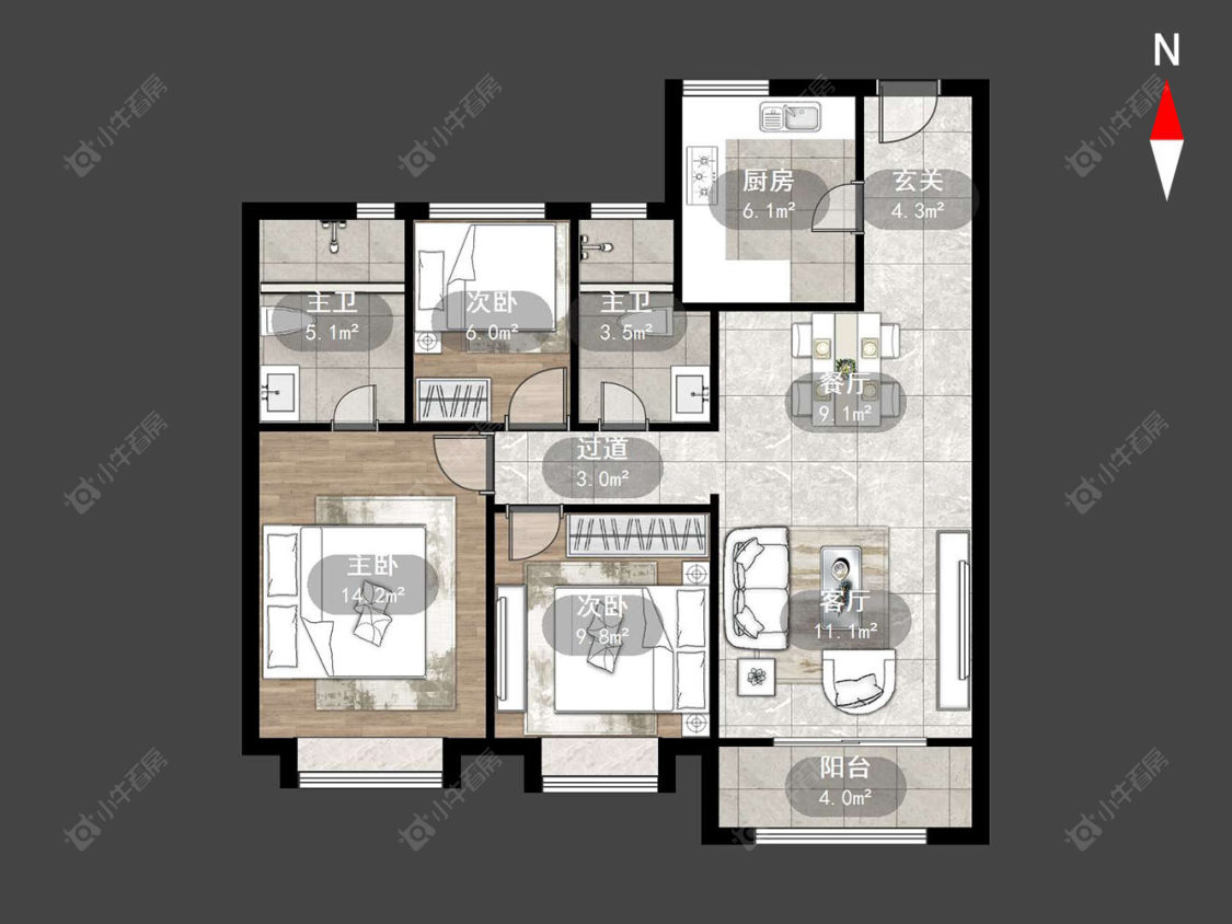 常州龙城金茂府东区在售二手房源户型图_小牛看房