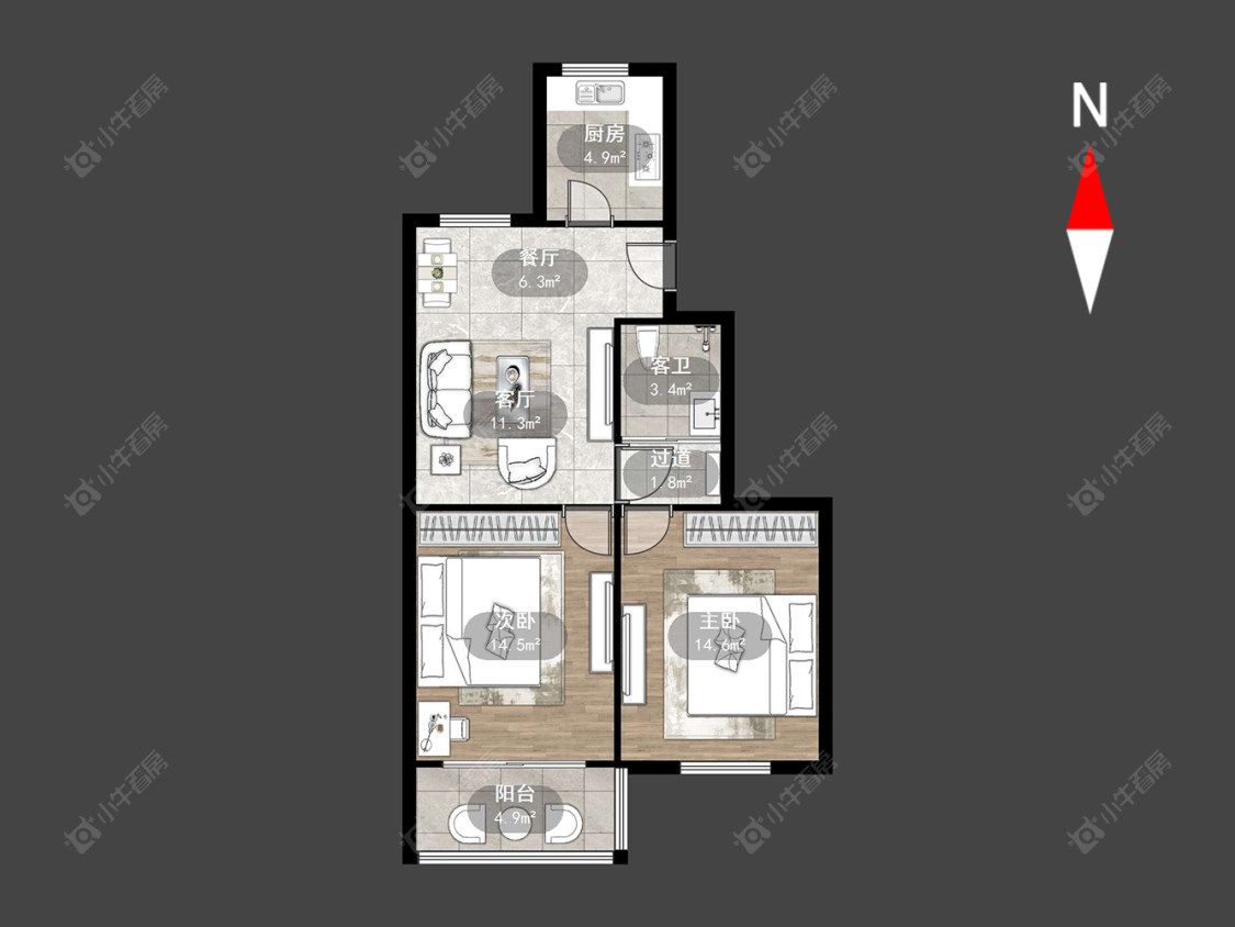 常州蓝天花园西区在售二手房源户型图_小牛看房