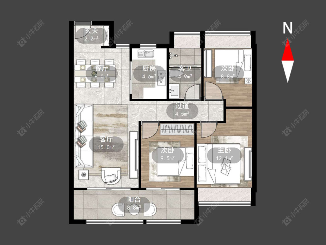 美的翰林府房源户型图 常州美的翰林府在售二手房源户型图_小牛看房