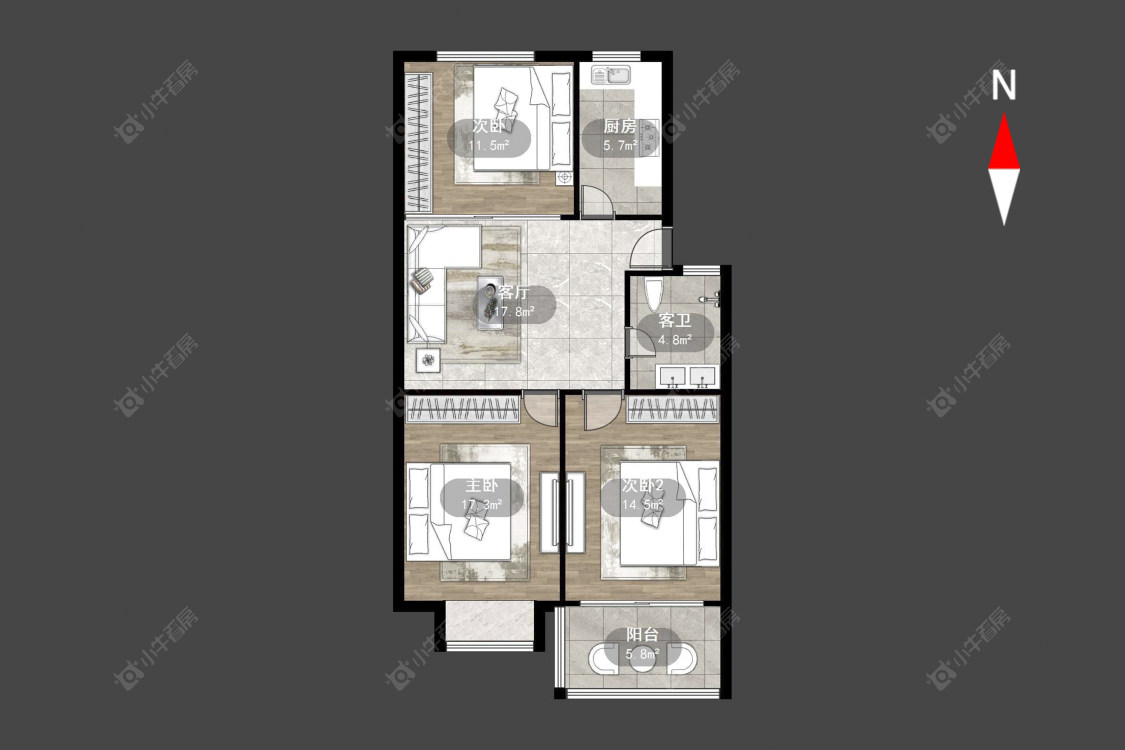 常州中凉花园在售二手房源户型图_小牛看房
