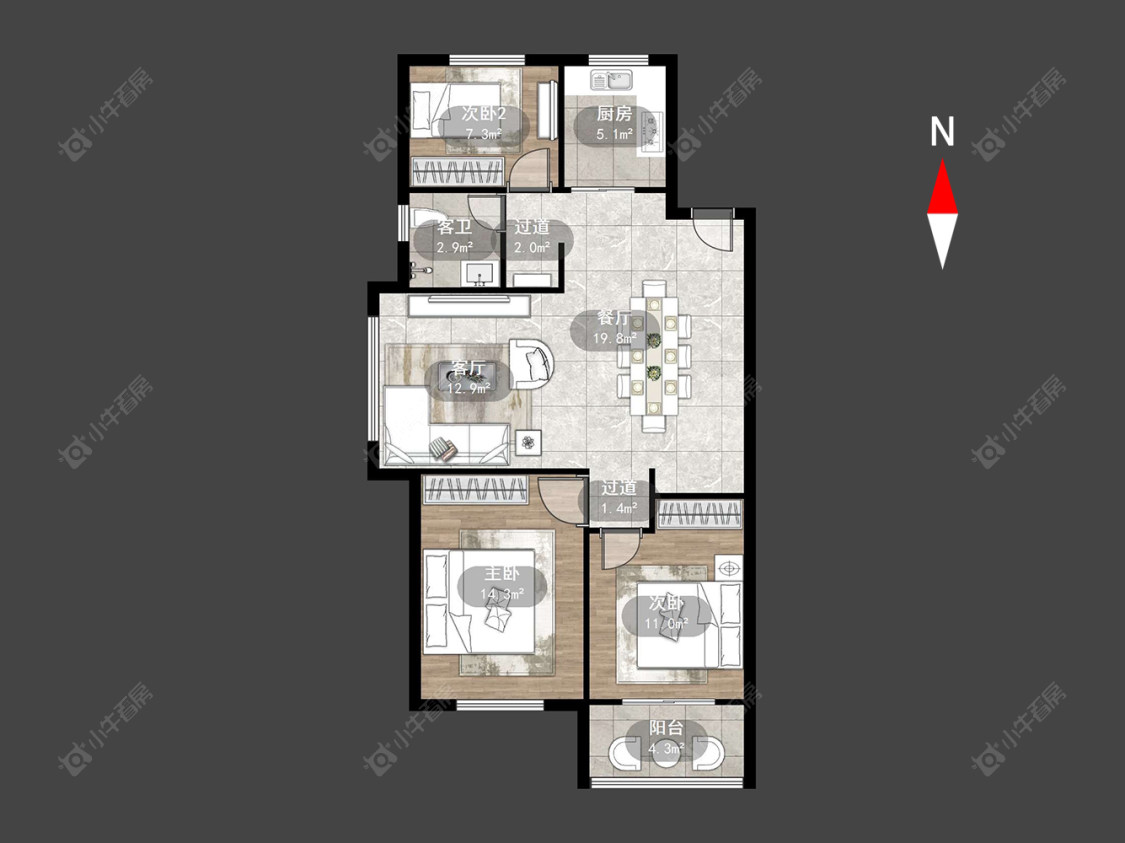 海华花园房源户型图 常州海华花园在售二手房源户型图_小牛看房