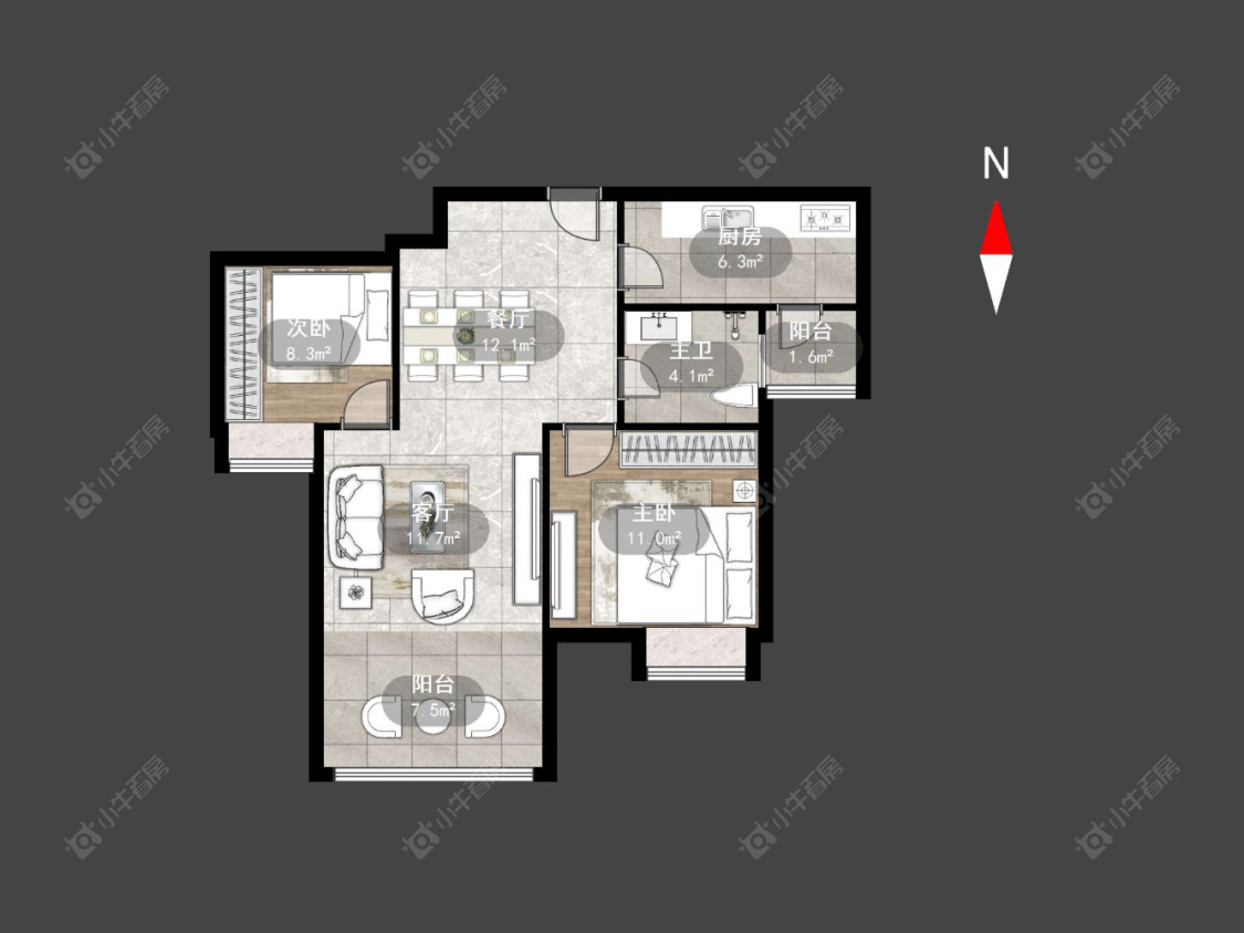 常州世茂香槟湖一期在售二手房源户型图_小牛看房