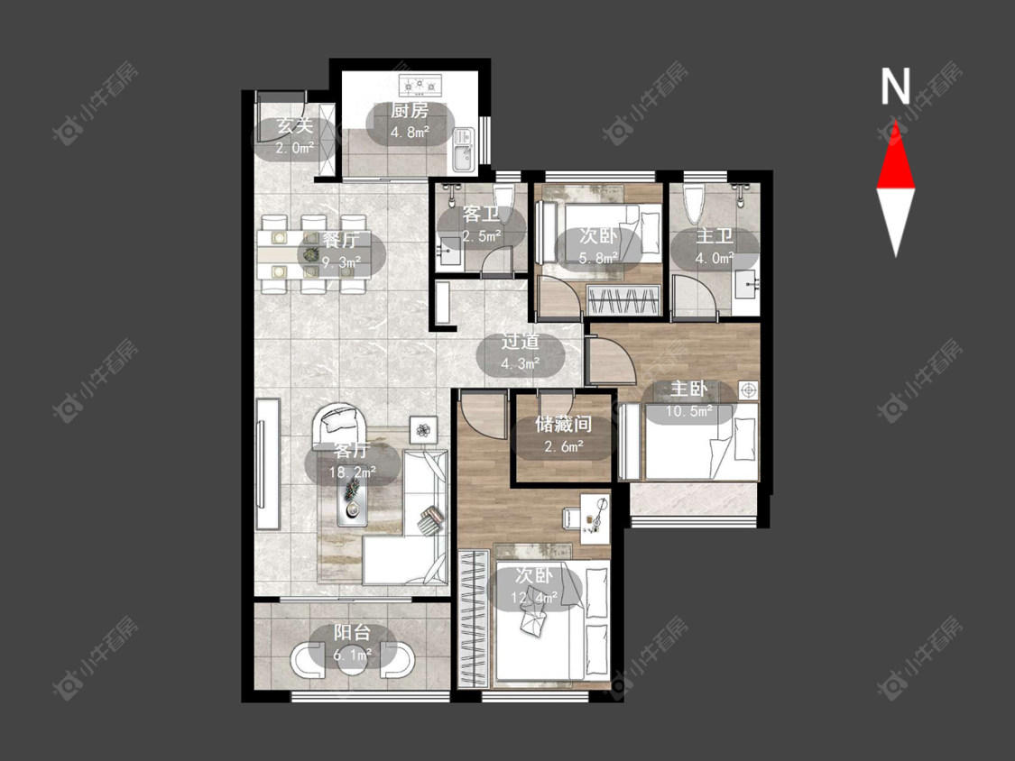 常州龙湖龙誉城三期在售二手房源户型图_小牛看房