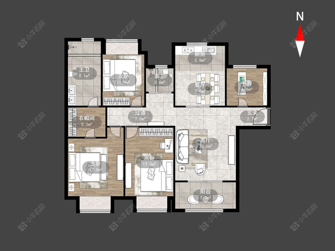 常州世茂香槟湖三期在售二手房源户型图_小牛看房