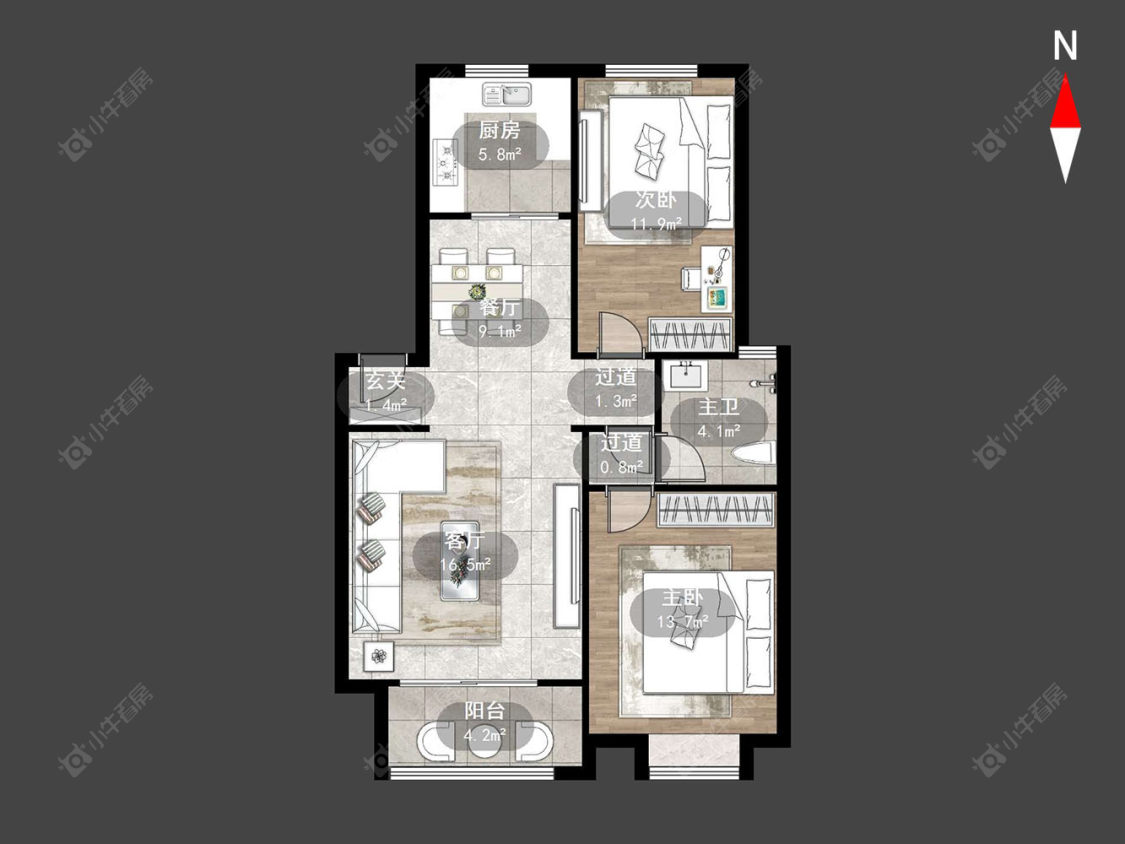 常州迎宾花园在售二手房源户型图_小牛看房