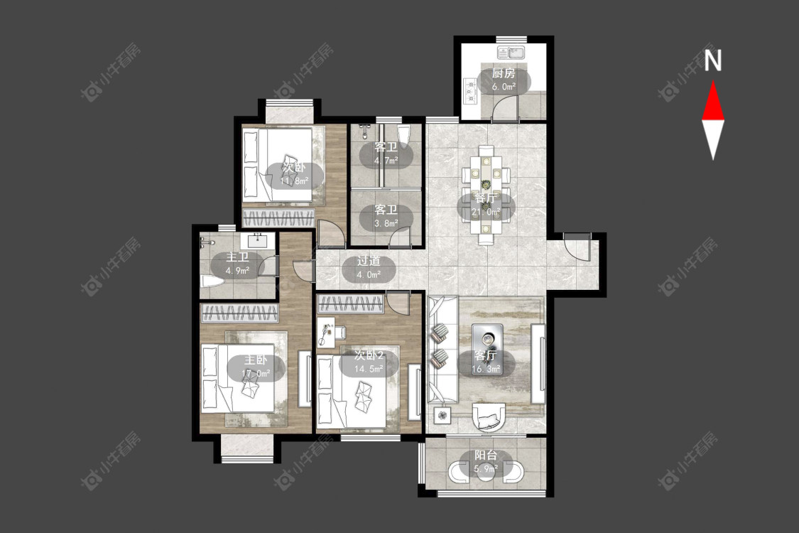 四季新城南苑房源户型图 常州四季新城南苑在售二手房源户型图_小牛看房