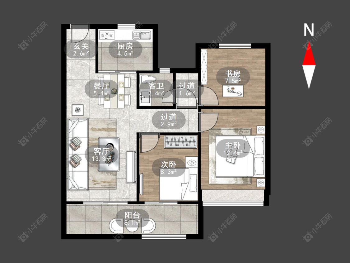 常州中梁金科启宸在售二手房源户型图_小牛看房