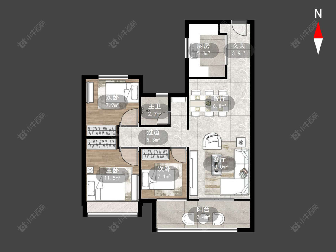 常州锦上香郡在售二手房源户型图_小牛看房