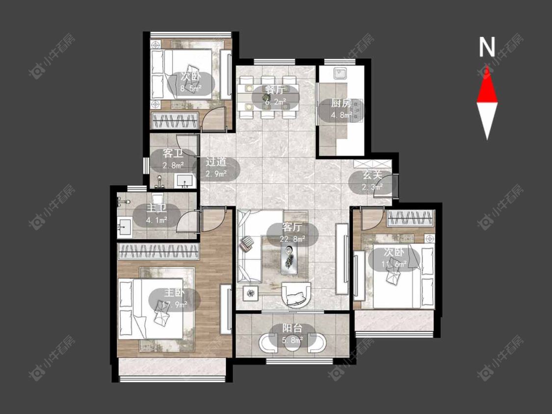 常州荣盛御府在售二手房源户型图_小牛看房