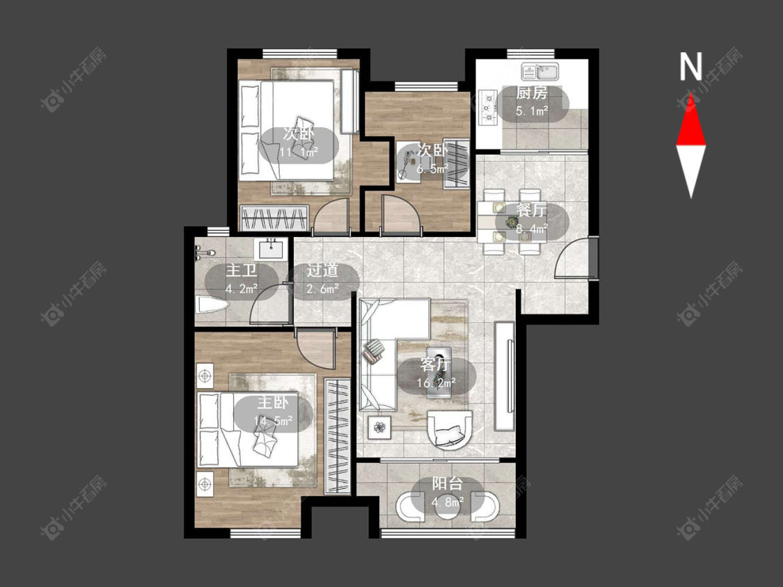 常州新城香溢澜桥一期在售二手房源户型图_小牛看房