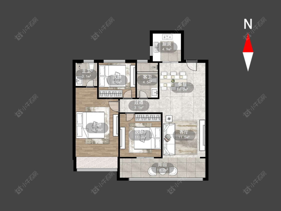 龙湖景粼天著房源户型图 常州龙湖景粼天著在售二手房源户型图_小牛看房