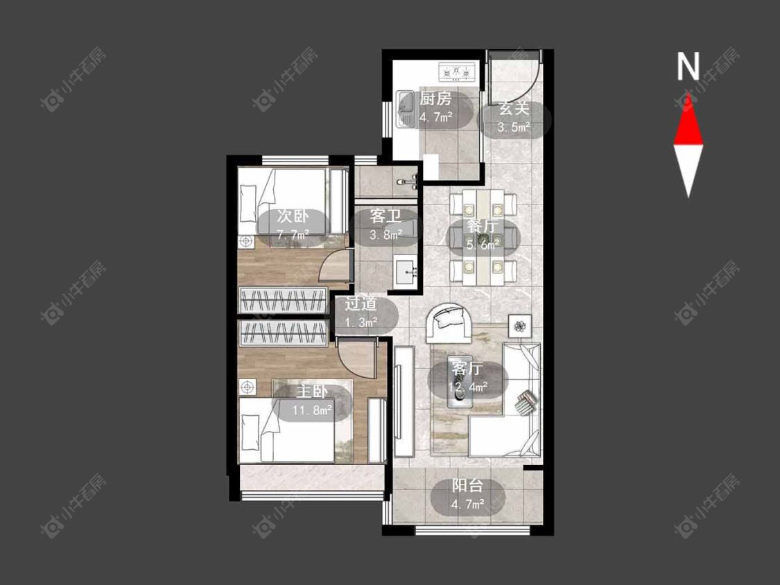 常州碧桂园新月时光在售二手房源户型图_小牛看房