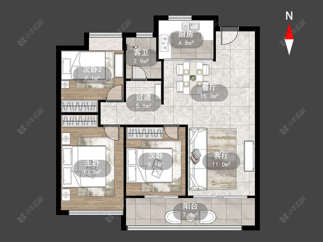 常州万科潮起东方3室2厅1卫在售二手房房源图片