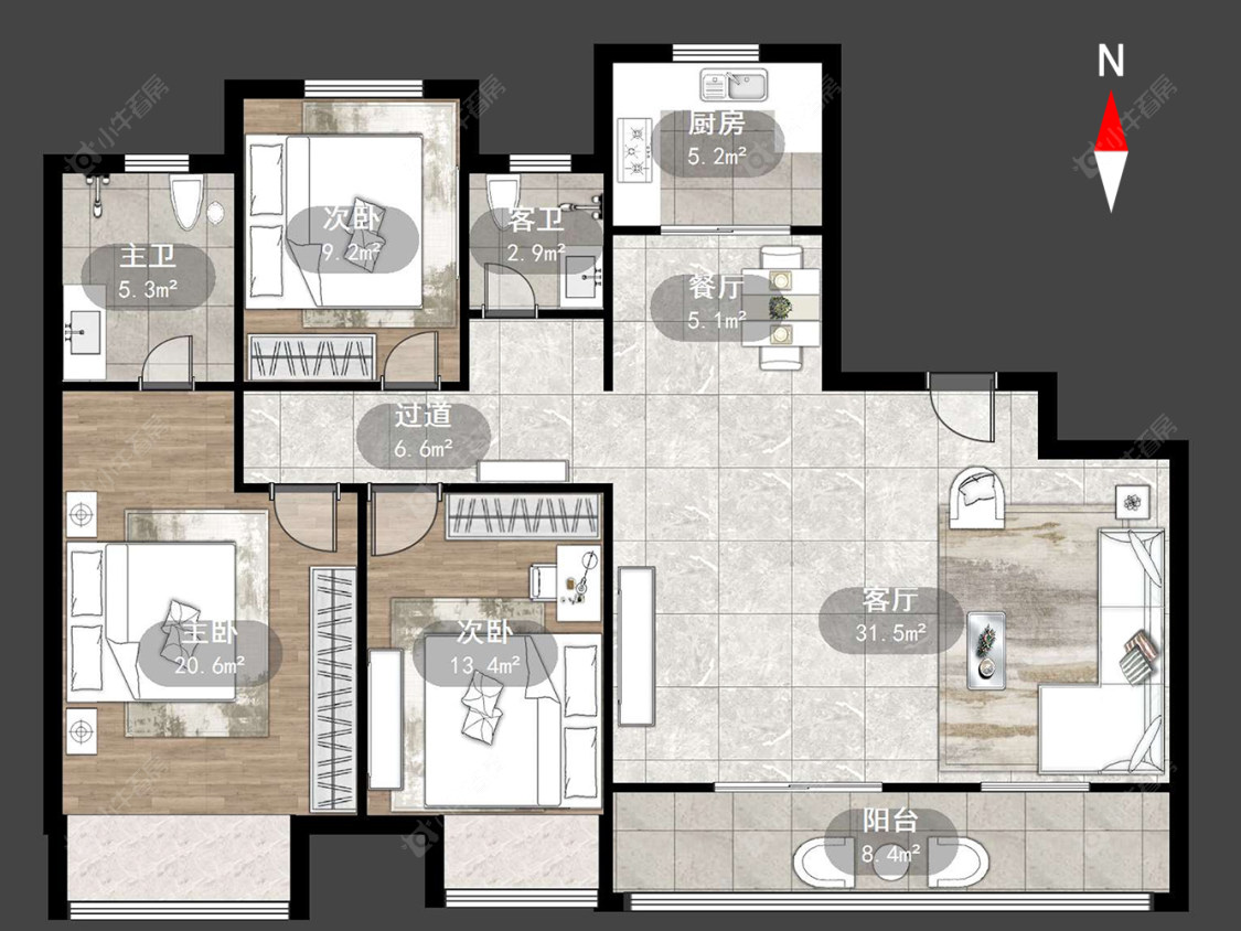 常州牡丹招商公园学府在售二手房源户型图_小牛看房