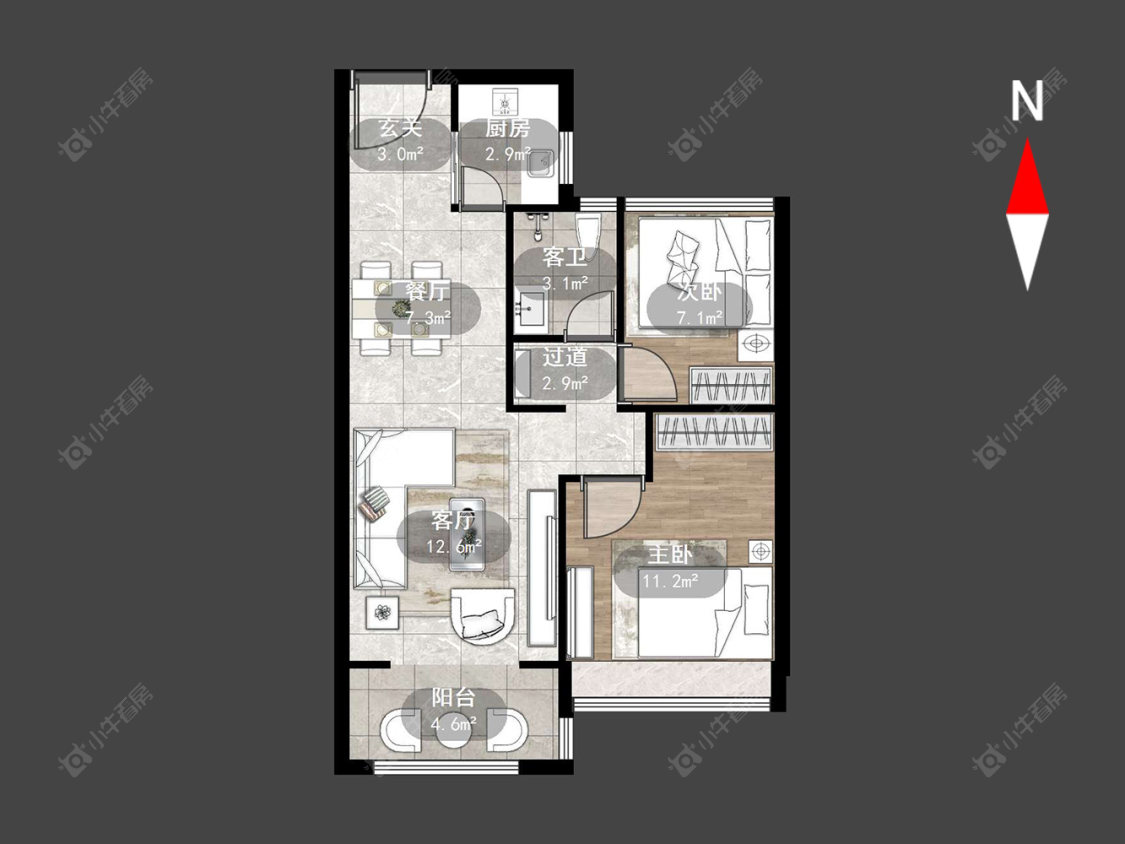 常州碧桂园新月时光在售二手房源户型图_小牛看房