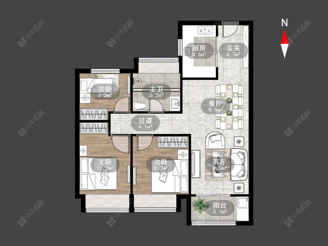 常州万达光语未来一期在售二手房源户型图_小牛看房