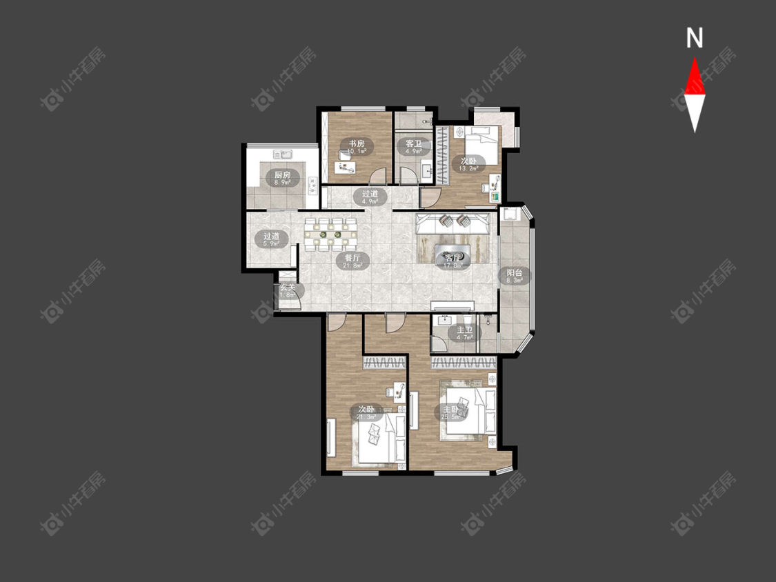 常州世茂香槟湖三期在售二手房源户型图_小牛看房