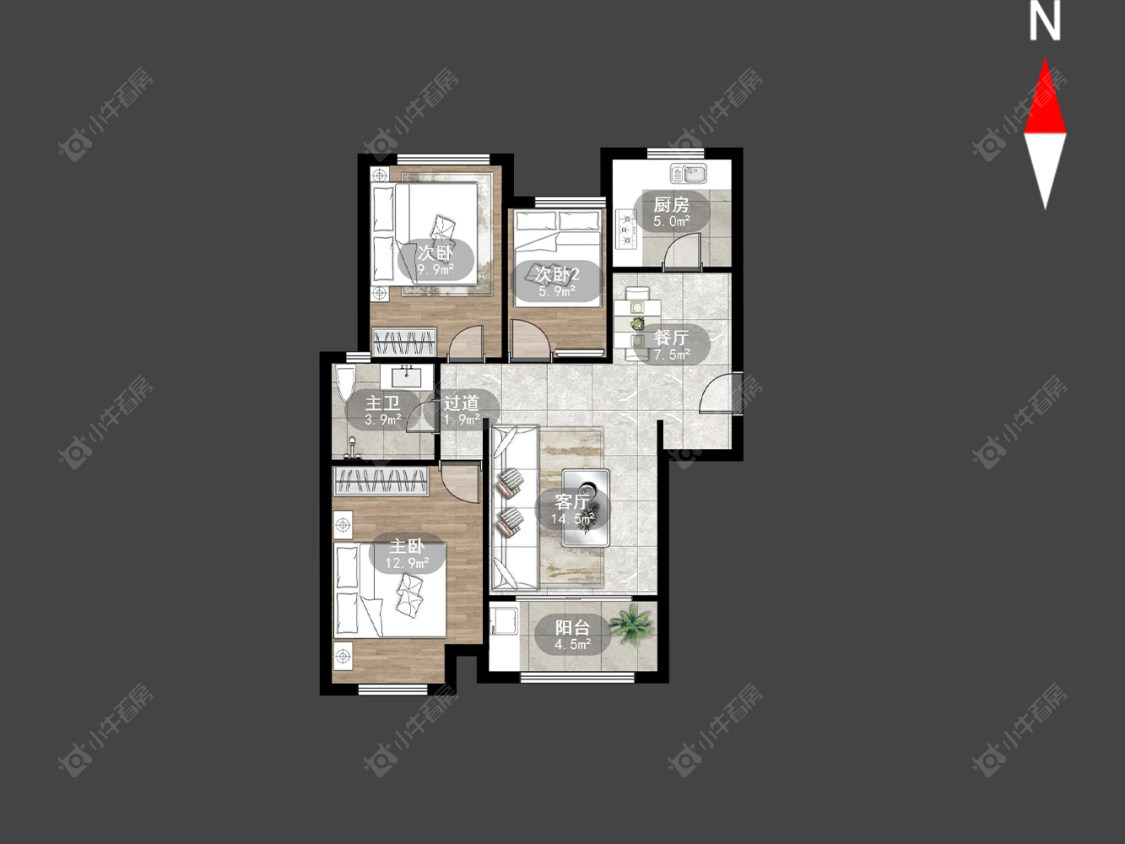 公园壹号四期房源户型图 常州公园壹号四期在售二手房源户型图_小牛看房