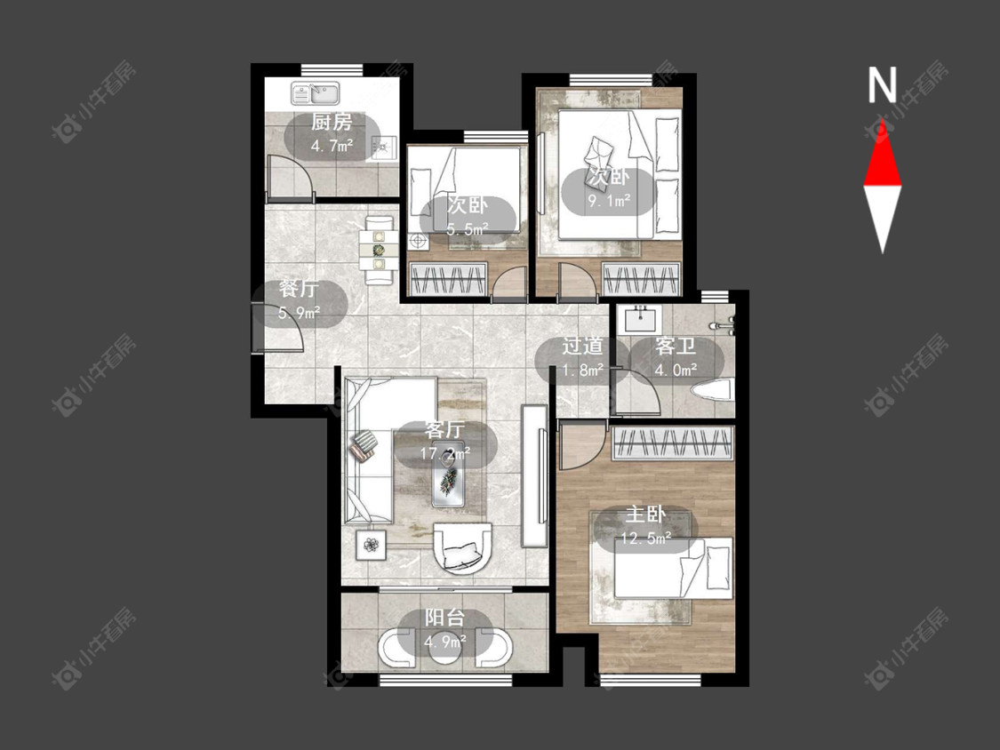 常州新城香悦半岛北区在售二手房源户型图_小牛看房