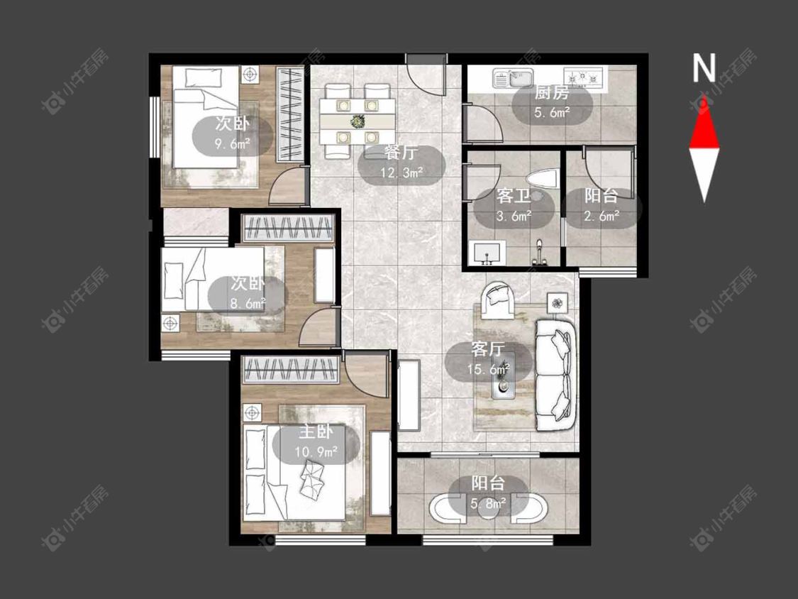 莱蒙城中央府西区房源户型图 常州莱蒙城中央府西区在售二手房源户型图_小牛看房