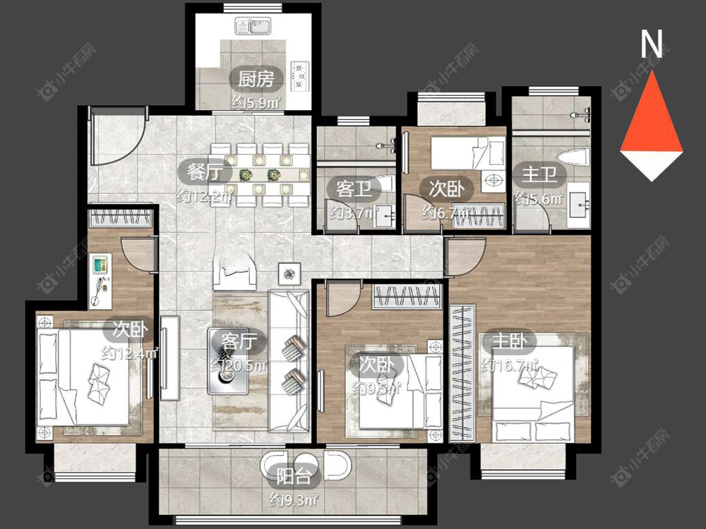 常州新城华宇悦隽公馆在售二手房源户型图_小牛看房