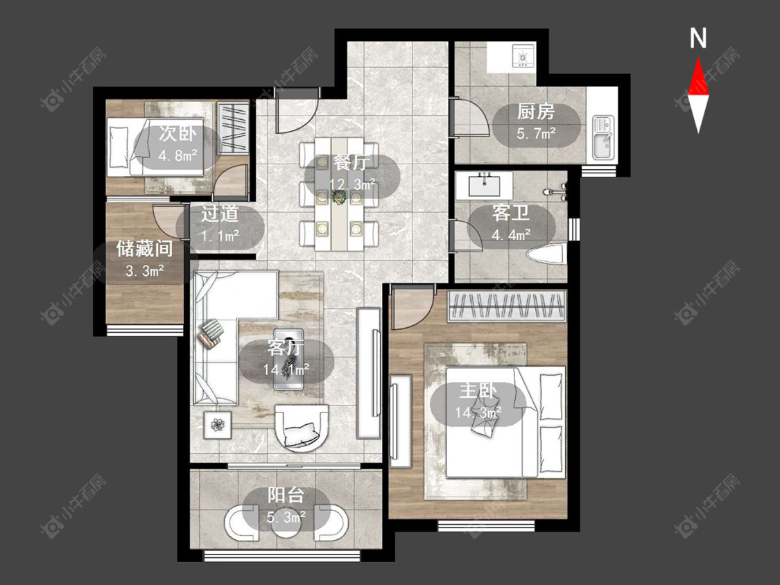 公园壹号四期房源户型图 常州公园壹号四期在售二手房源户型图_小牛看房