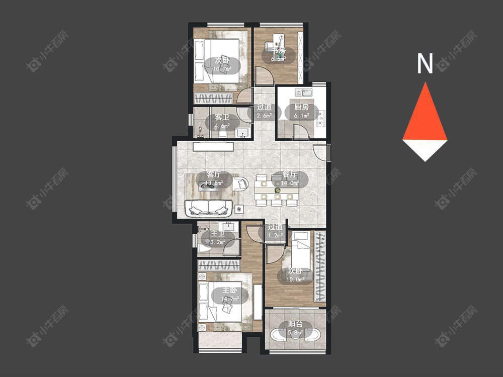 路劲城市主场房源户型图 常州路劲城市主场在售二手房源户型图_小牛看房