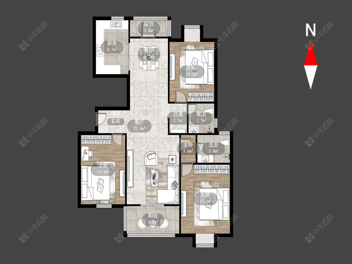 常州太湖明珠苑南苑在售二手房源户型图_小牛看房