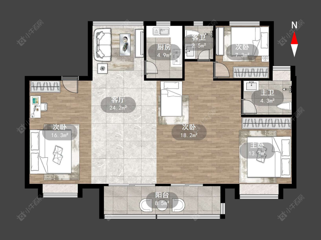 常州奥山悦湖新著在售二手房源户型图_小牛看房