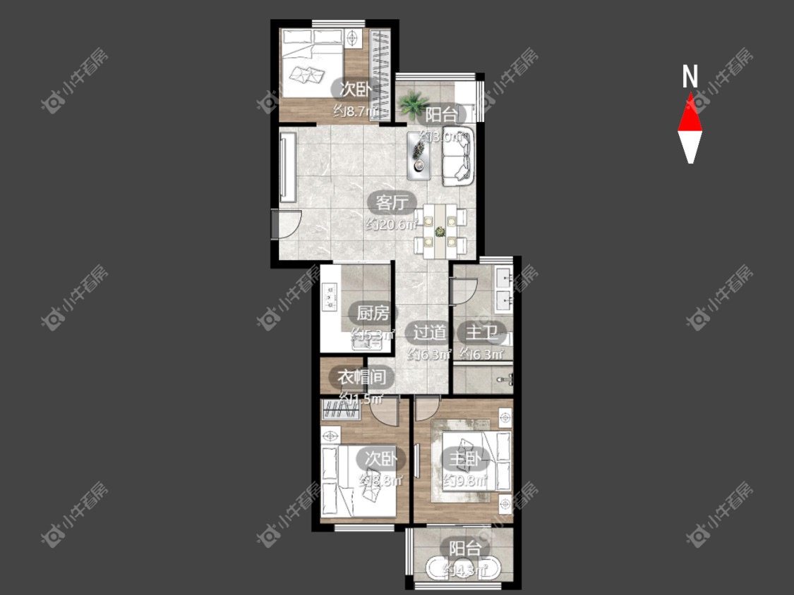 常州九洲新世界花苑在租房源户型图_小牛看房