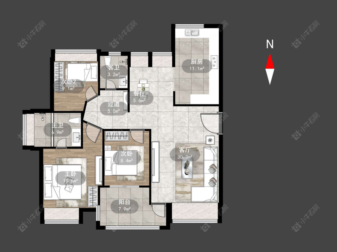 常州世茂香槟湖一期在售二手房源户型图_小牛看房