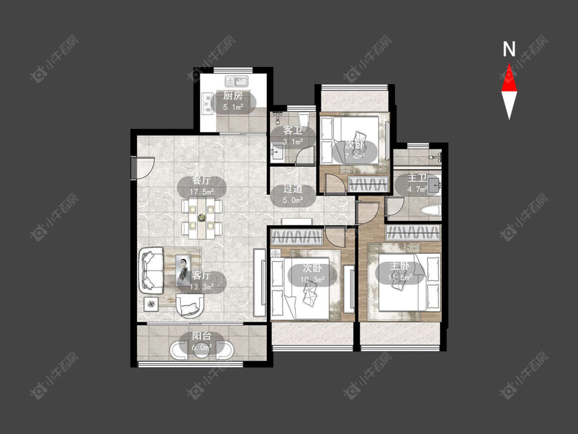 常州万科新都会在售二手房源户型图_小牛看房