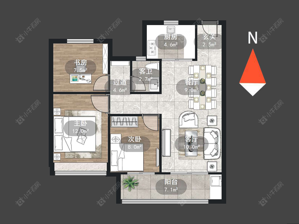 中梁金科启宸房源户型图 常州中梁金科启宸在售二手房源户型图_小牛看房
