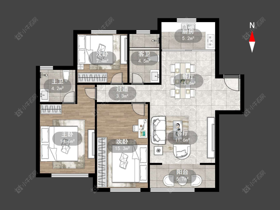 融创滨湖御园房源户型图 常州融创滨湖御园在售二手房源户型图_小牛看房