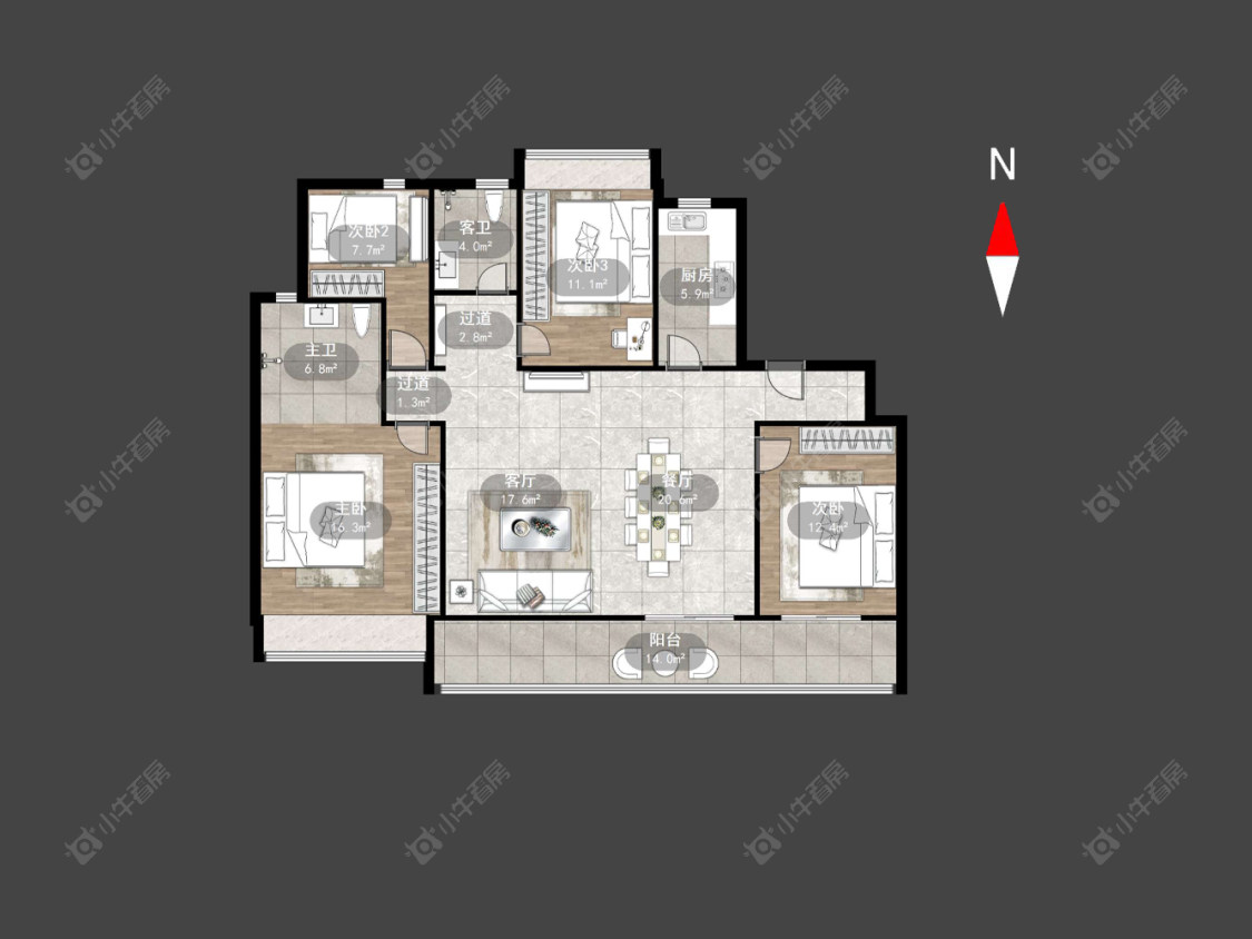 龙湖景粼天著房源户型图 常州龙湖景粼天著在售二手房源户型图_小牛看房