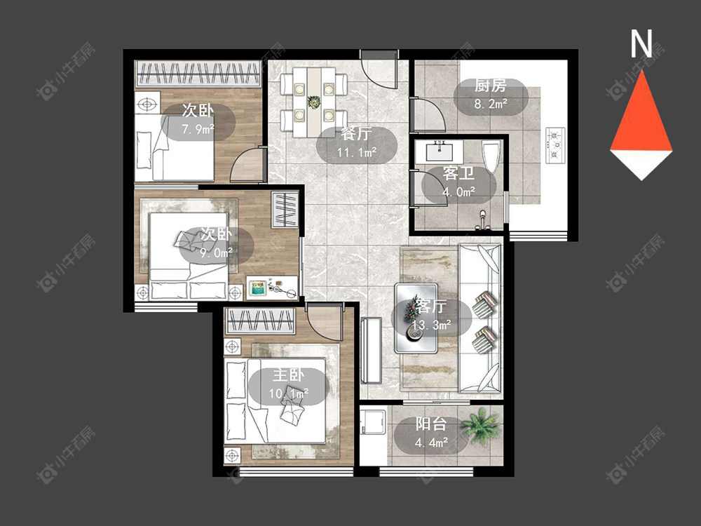 莱蒙城中央府东区房源户型图 常州莱蒙城中央府东区在售二手房源户型图_小牛看房