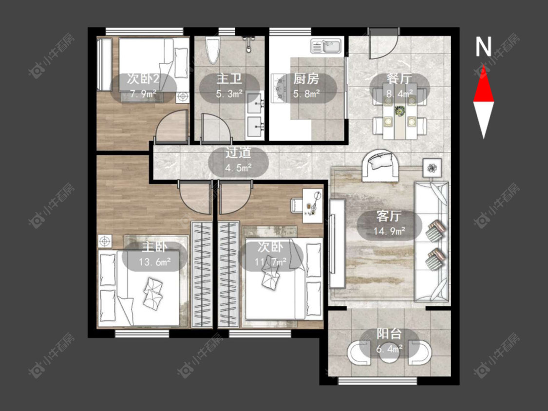 常州紫韵香庭二期在售二手房源户型图_小牛看房