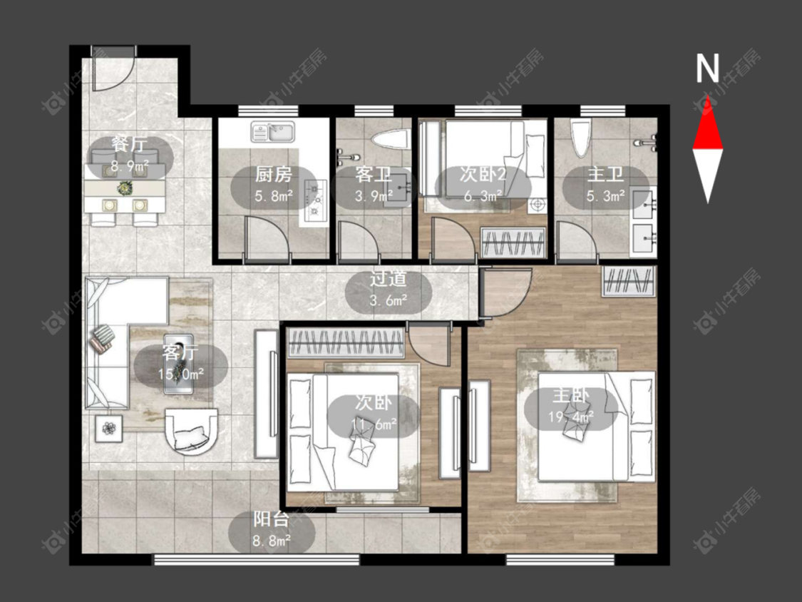 常州蔚蓝天地三四期在售二手房源户型图_小牛看房